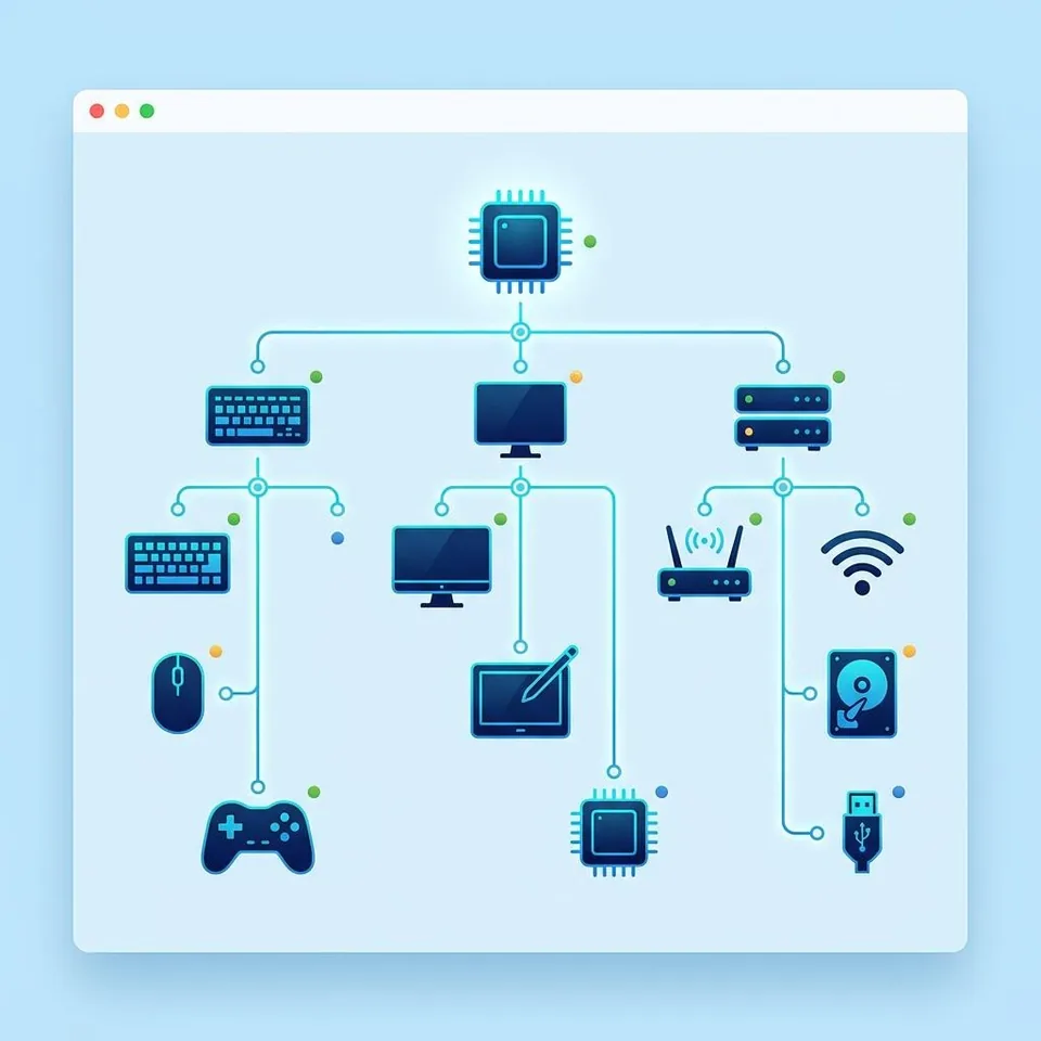 Conceptual illustration of a Windows hardware device tree